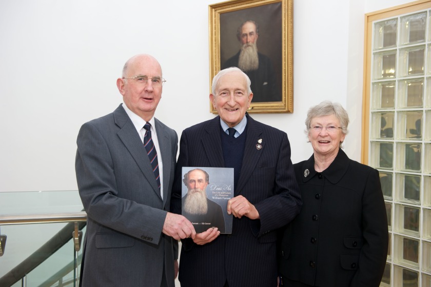 Authors Kit Gawne and Peter Farrant present their new book to the President of Tynwald