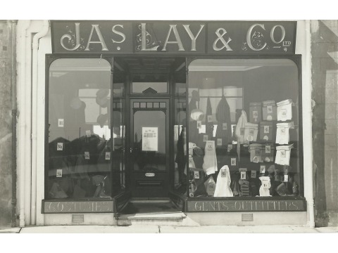 Lay's Gentlemen's Outfitters,Quayside entrance, Ramsey