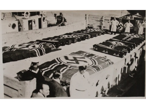 Coffins from the sinking of the 'Graf Spee' in 1939