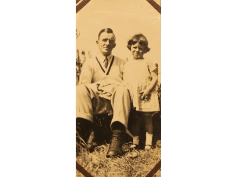 Mrs Jose Ellis as a child aged four with her father in Sutton Coalfields