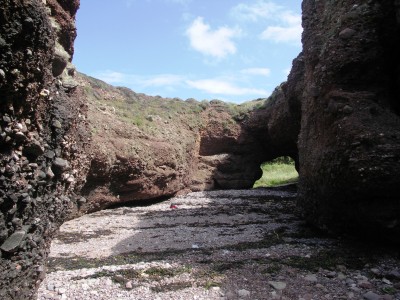The arches formed by the sea from material laid down 350 million years ago.