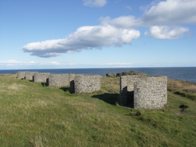 The six brick gun emplacements from the Second World War.