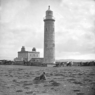 A view of the lighthouse in Victorian times. Judging by the horses and traps, it was a popular destination for a day's outing.